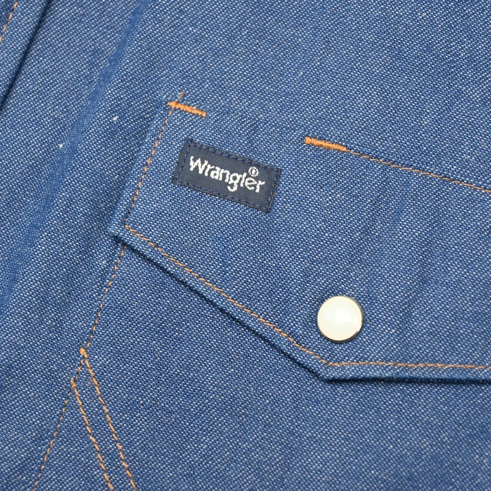 Vtg Wrangler Large Cotton Denim Pearl Snap L/S Western Rockabilly Rodeo Shirt - Picture 4 of 12